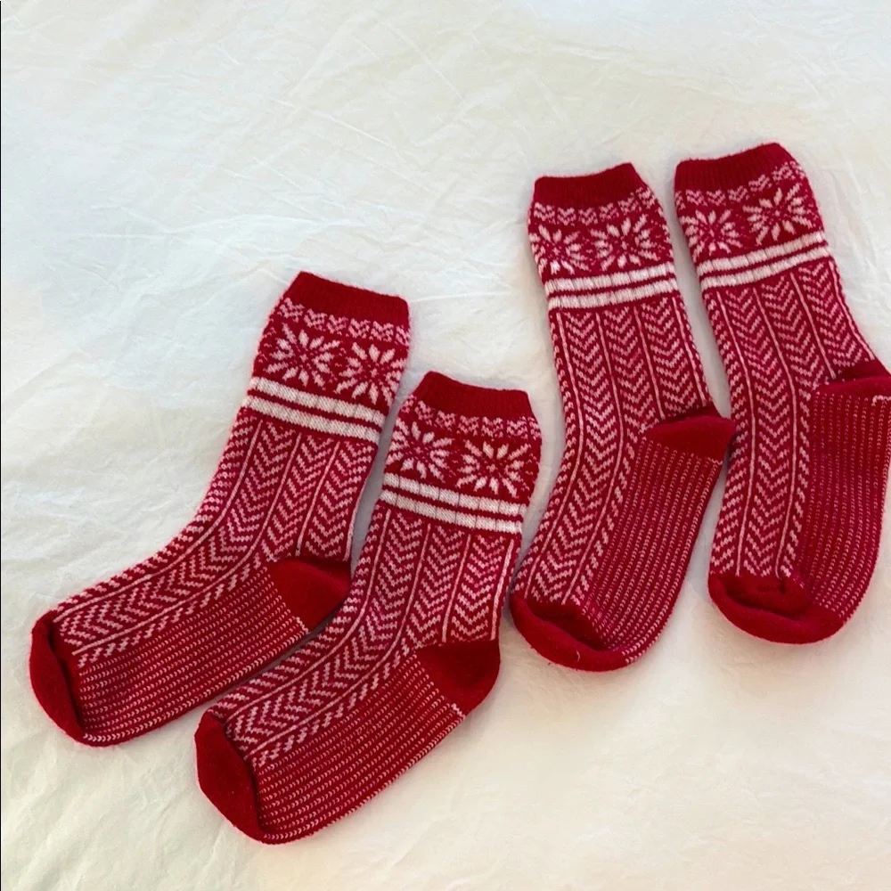 Red and white Patterned JCrew wool Socks - Picture 1 of 6
